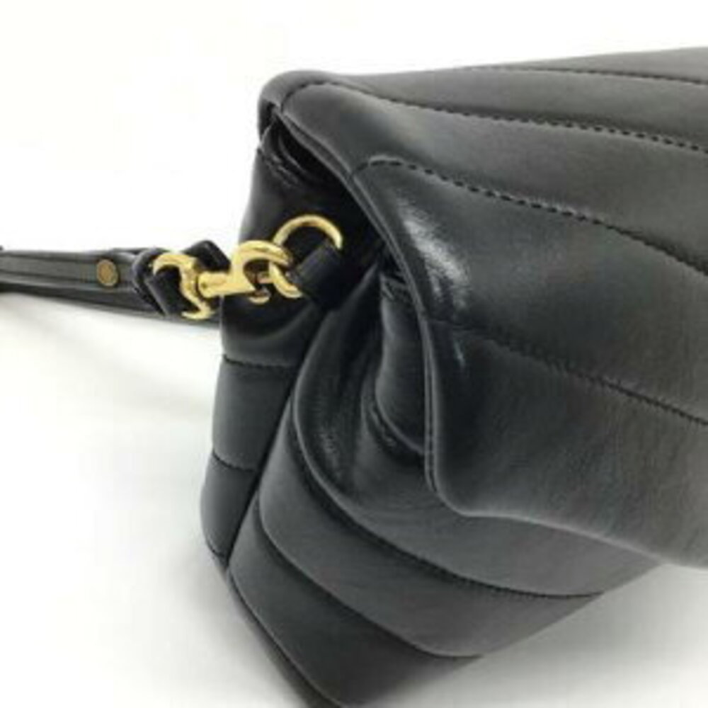 YVES SAINT LAURENT LOULOU BAG Shoulder Leather Black - Picture 7 of 9